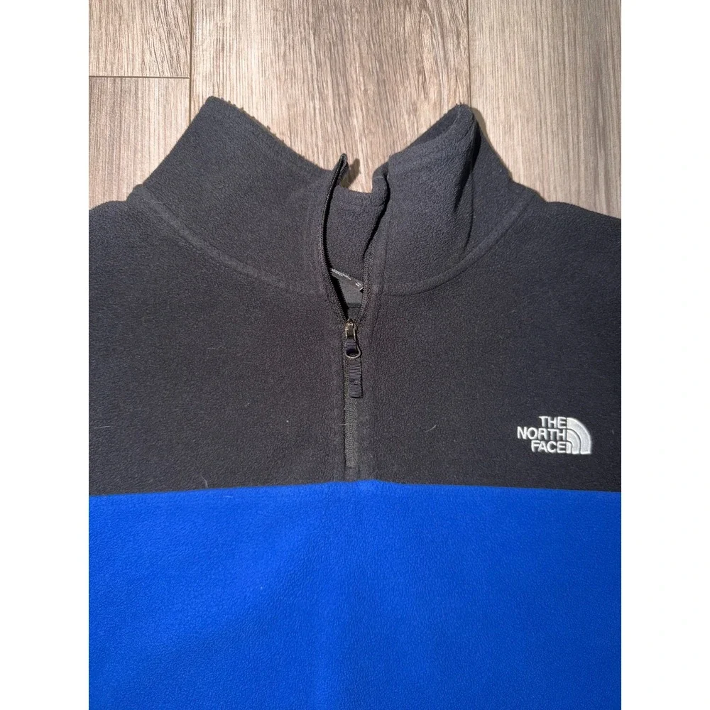 The North Face TKA Glacier 1/4-Zip Fleece Pullover Hero Blue Black Mens XL AA1‎